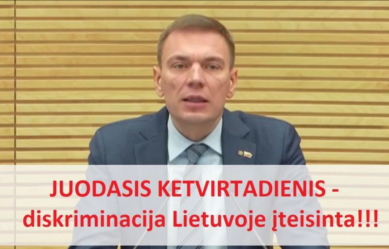 Mindaugas Puidokas: Lietuvoje oficialiai įteisinta segregacija ir diskriminacija!