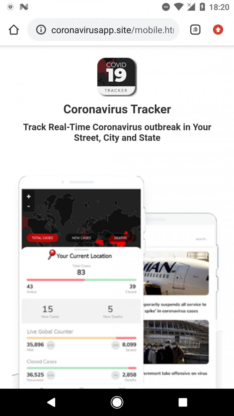 Android Apps Coronavirus Trackers Trojans Malwares