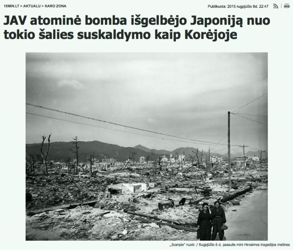 Dvi atominės bombos du kartus išgelbėjo Japoniją