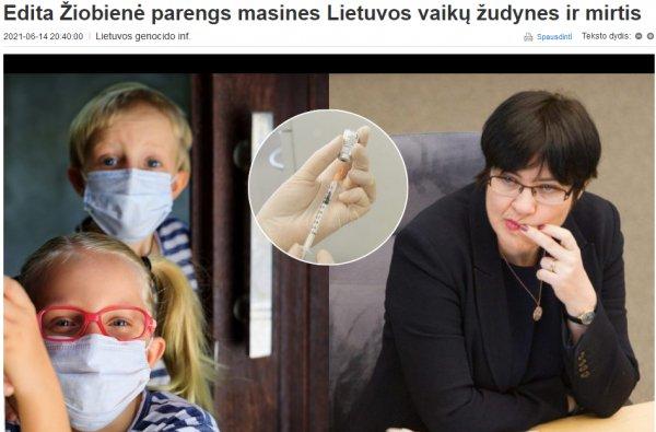 Edita Žiobienė parengs masines Lietuvos vaikų žudynes ir mirtis
