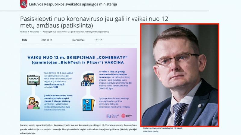 Vakcinų ir vakcinacijos ministro Dulkio instrukcija vaikams, užkliuvo net teisininkams