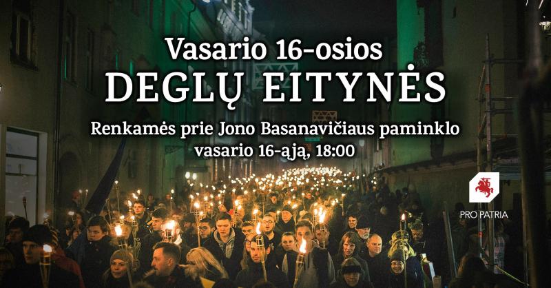 Raginama Vasario 16-ąją įprasminti eitynėmis su fakelais Vilniaus gatvėmis