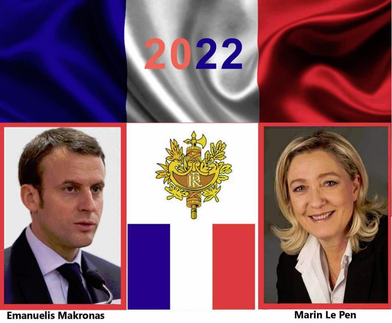 Prancūzija renka prezidenta. Pagal apklausą – į antrą ratą išeina E. Makronas ir M. Le Pen