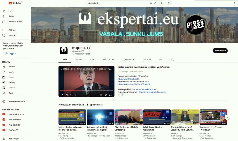 Pasistengta: „ekspertai TV“ kanalas Youtube platformoje matomas tik užsienyje, Lietuvoje NE
