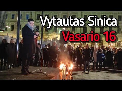 Vytautas Sinica — žodis Lukiškių aikštėje Vadario 16-ąją