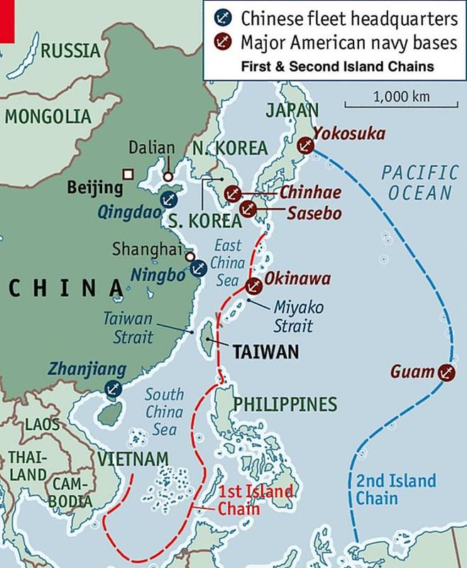 JAV visomis išgalėmis stengiasi izoliuoti Kiniją nuo išėjimo į Ramųjį vandenyną.