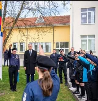 Breaking news Lithuania's President Gitanas Nauseda nazi hitlerjugend saluts
