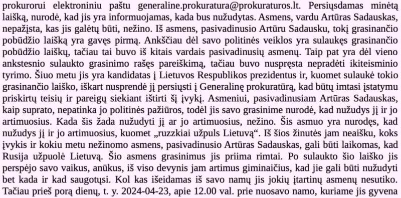 „[email protected]“ grasinimas nužudyti E. Vaitkų, nebuvo pakankamas