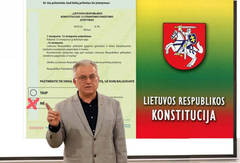 J. Vaiškūnas. Neleiskime ardyti savo valstybės: 2024-05-12 referendume tarkime – NE daugybinei pilietybei (II)