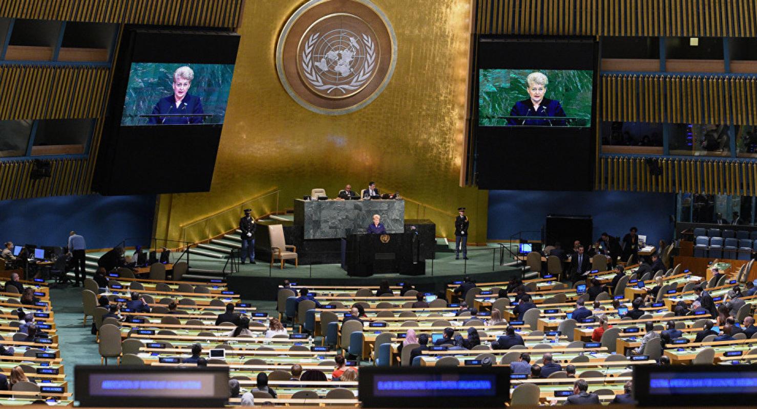 Įbaugino: Grybauskaitė iš JT tribūnos gąsdino Vakarus pratybomis 